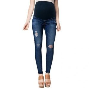 AG Adriano Goldschmied Skinny Distressed Over the Belly Maternity Jeans